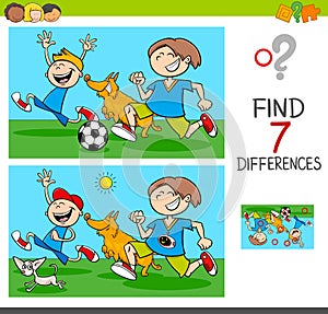 Differences game with boys and dogs