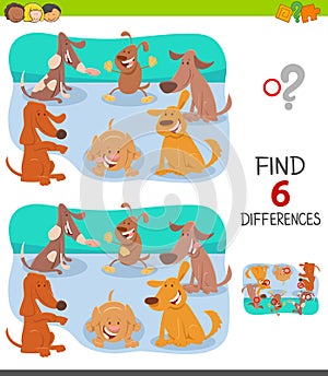 Differences game with cartoon dogs