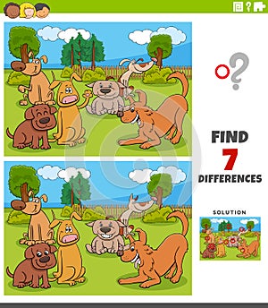 Differences game with cartoon dogs group