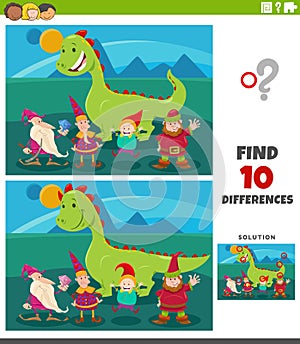 differences game with cartoon fantasy characters
