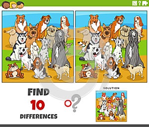 differences game with cartoon purebred dogs