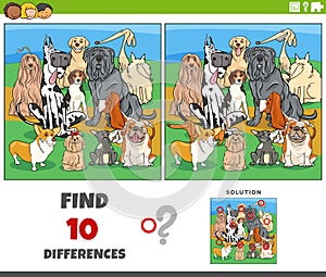 differences game with cartoon purebred dogs