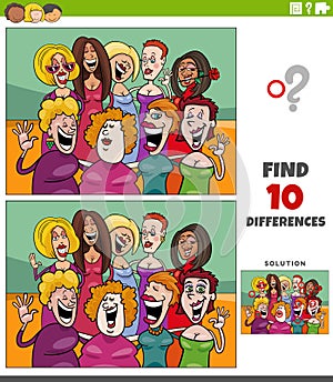 differences game with cartoon women characters