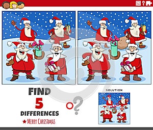 Differences game for children with Santa Clauses characters