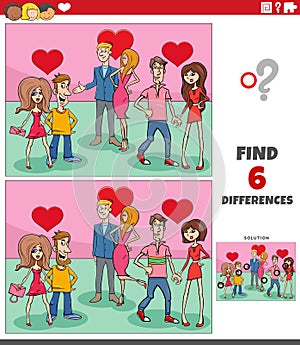 Differences game with couples in love on Valentines Day