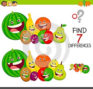 Differences game with fruit characters