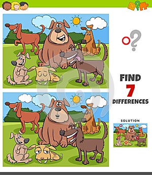 Differences game with funny dogs group