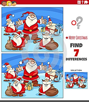 Differences game for kids with Santa Claus characters