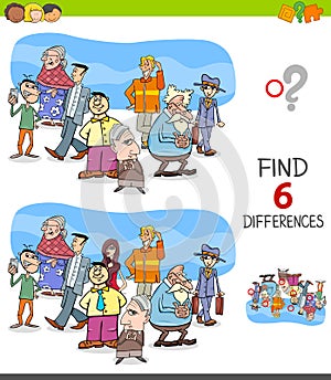 Differences game with people characters group