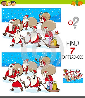 Differences game with Santa Claus characters