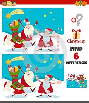 Differences game with Santa Claus Christmas characters