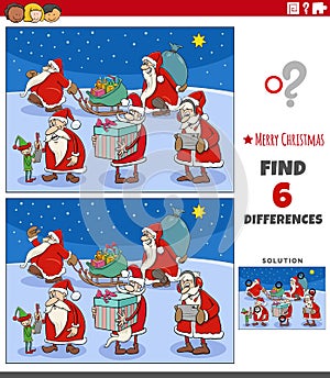 Differences game with Santa Clauses characters