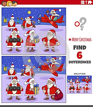 Differences task for children with Santa Clauses characters