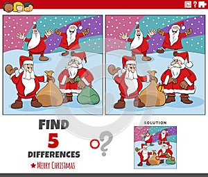 Differences task for children with Santa Clauses characters