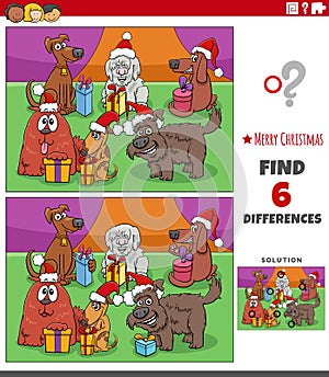 Differences task with dogs with Christmas gifts