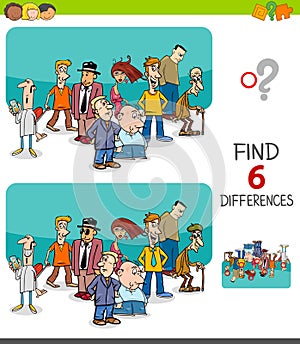 Differences task with people characters group