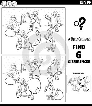 Differences task with Santa Clauses coloring page