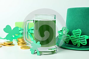 Different accessories for St.Patrick`s Day, close up