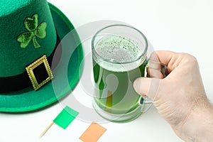 Different accessories for St.Patrick`s Day, close up