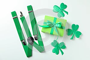 Different accessories for St.Patrick`s Day, top view