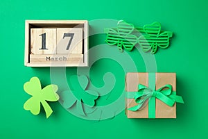 Different accessories for St.Patrick`s Day, top view