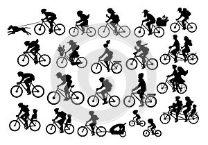 Diverso attivo sul cavallo biciclette uomo una donna vapori famiglia amici andare in bici sul ufficio 