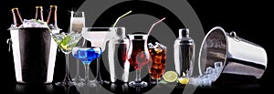 Different alcohol drinks set