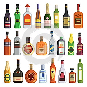 Different alcoholic drinks in bottles