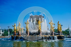 Russian Motherland - VDNKh golden Friendship of Nations fountain 3