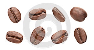 Different angle of individual coffee bean isolated photo