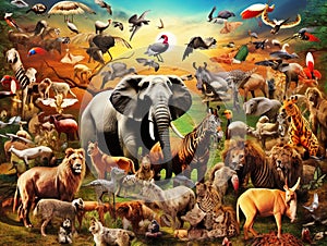 Different animals collage