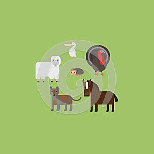 Different animals flat design icons set