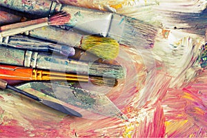 Different Artist brushes close-up view