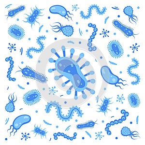 Different bacteria, pathogenic microorganisms. Bacteria and germs, microorganisms disease-causing, bacteria, bacteria, viruses,