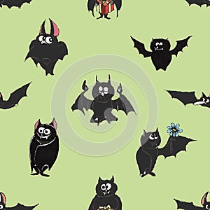 Different bats on light green background