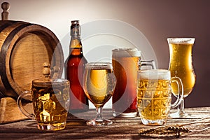 Different beer in glasses