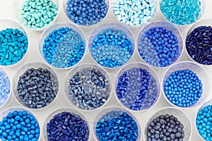 Different blue plastic resins