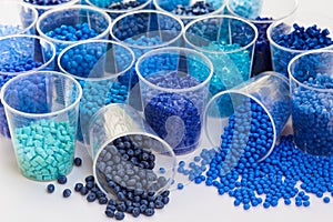 Different blue plastic resins