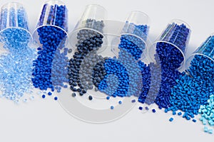 Different blue plastic resins