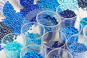 Different blue plastic resins