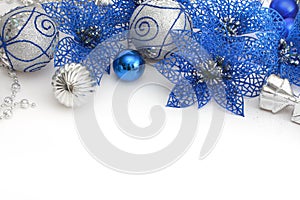 Different blue and silver christmas decoration