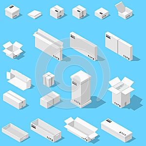 Different box vector isometric icons isolated move service or gift container packaging illustration eps 10