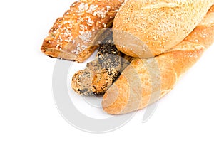 Different bread isolated on white