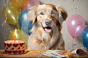 Different breed pets Party happybirthday Generative AI