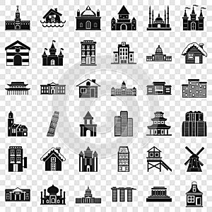 Different building icons set, simple style
