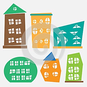 Different and buildings illustration