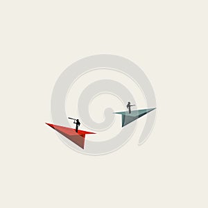 Different business strategy, vector concept. Symbol of opposite direction, disagreement. Minimal illustration.