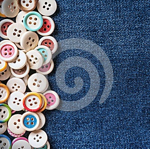 Different Buttons with blue jeans