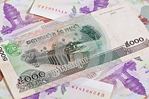 Different Cambodia Riels banknotes