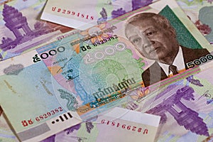 Different Cambodia Riels banknotes